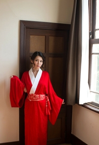 China Matsuoka in red kimono