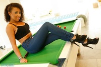 Kayla Louise strips on a pool table