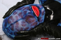 Darenzia sees spots in leopard zentai.