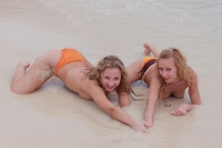 Young blondies on the beach