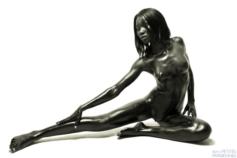 Black Amina is a skinny oiled ebony