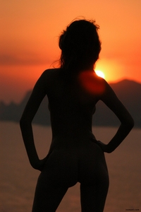 Naked dance in the sunset