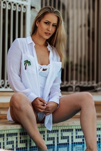 Candice Collyer in the pool